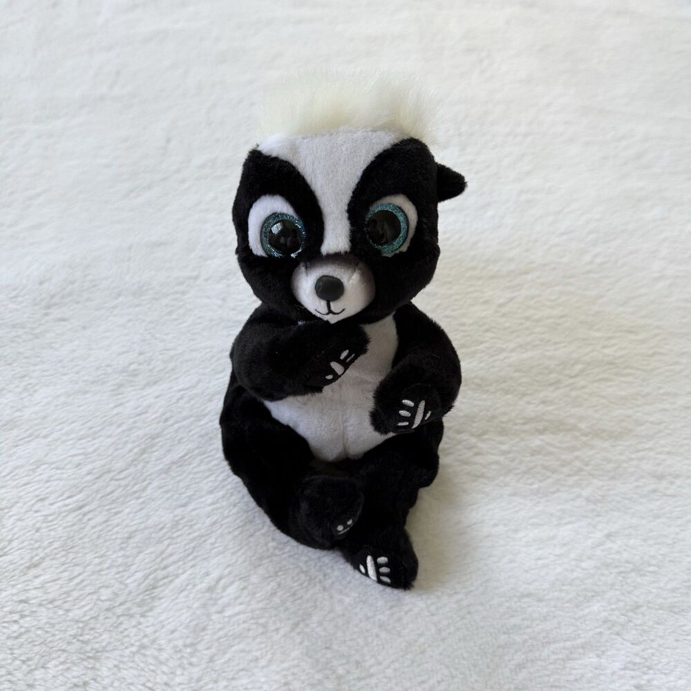 Ty Beanie Baby Bellies - Rukus the Skunk Plush 6” Stuffed Animal Toy Blue Eyes